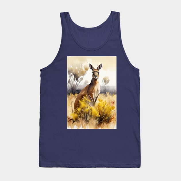 Watercolor Kangaroo: Delightful Australian Wildlife Art Tank Top by ABART BY ALEXST 